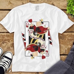 Disney Queen Of Hearts Playing Card Alice In Wonderland Unisex Tee Adult T-shirt